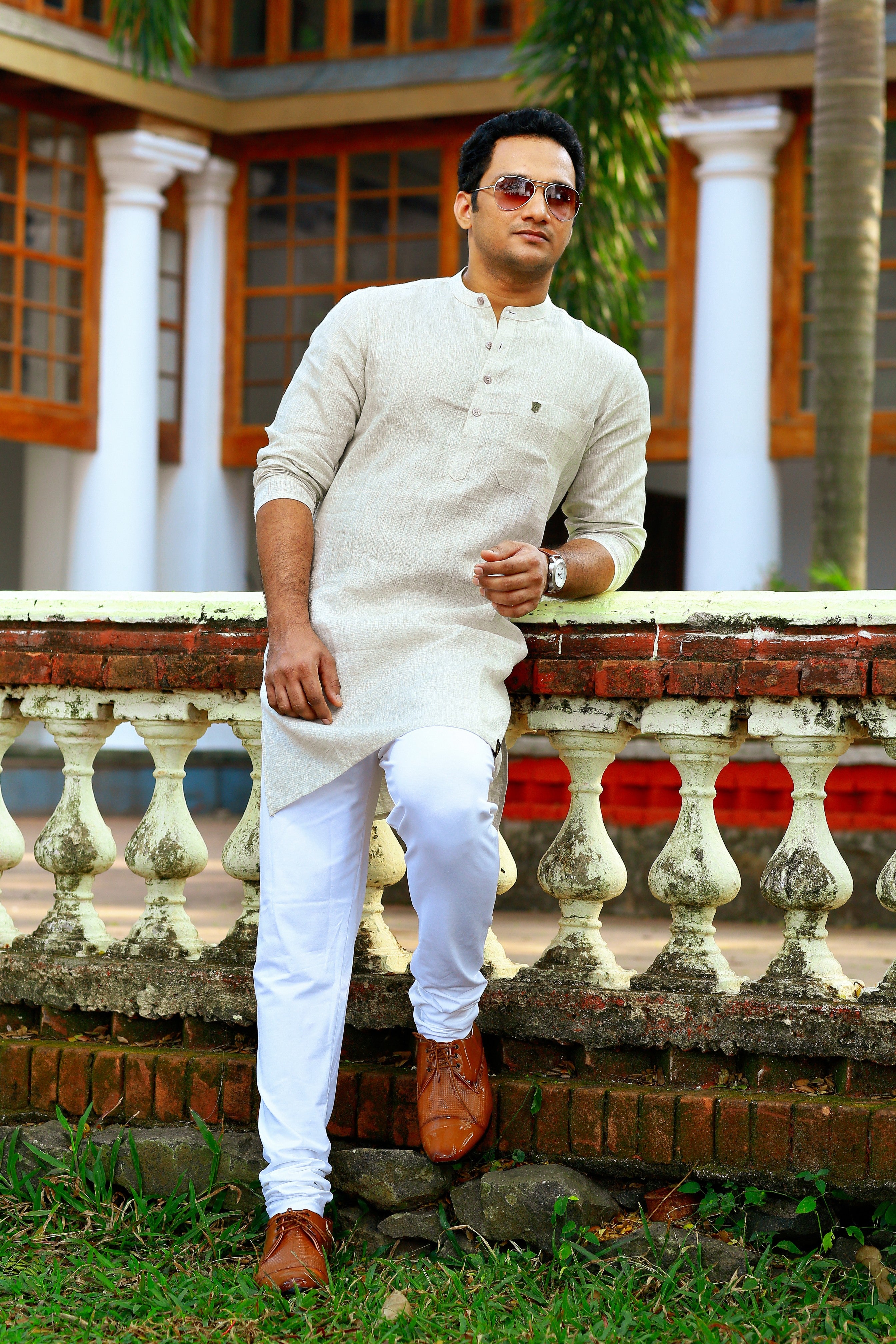 Ivory Beige Linen Kurta (Only Kurta)
