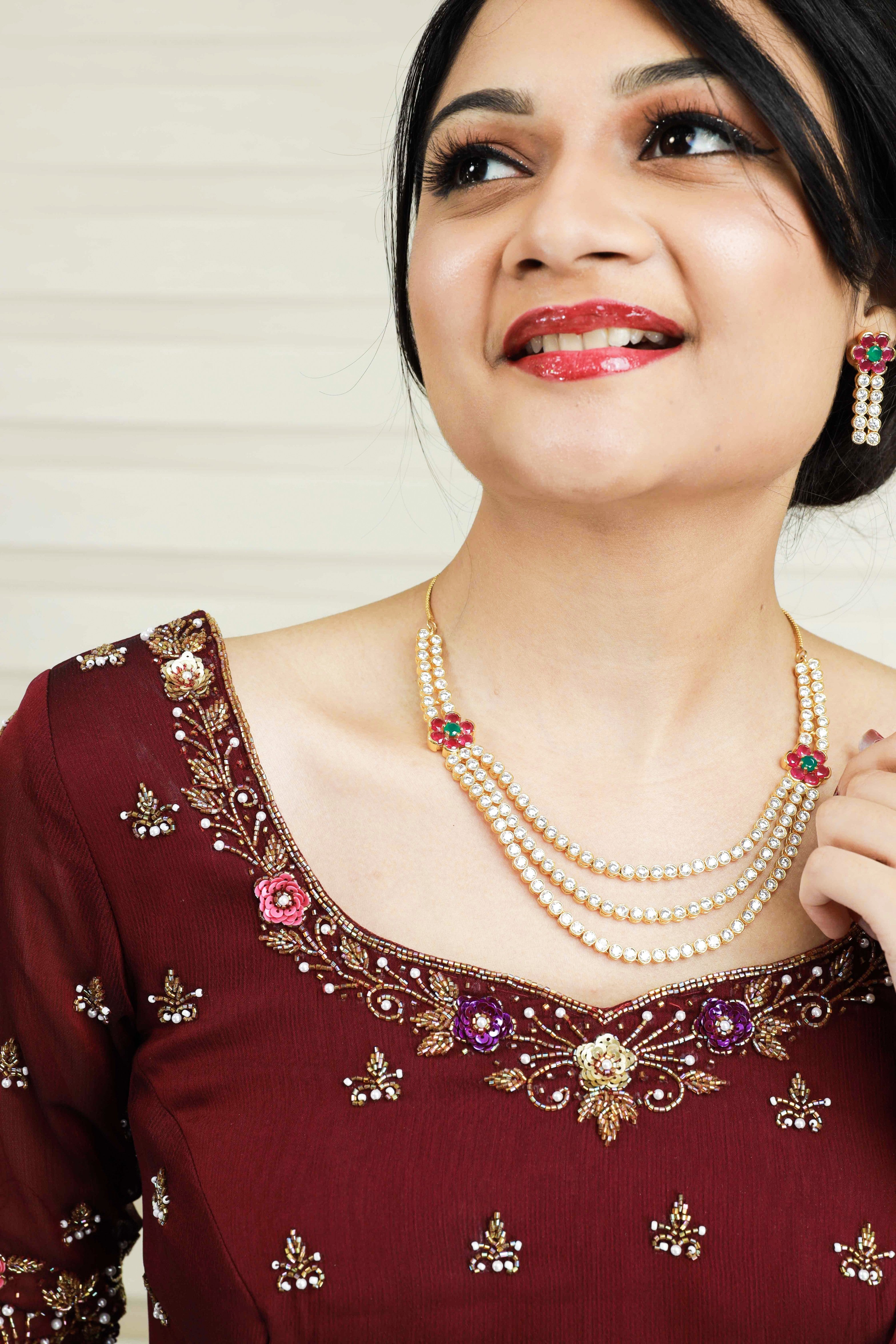Maroon Red Lehenga Detailed in Resham, Zardozi & Sequence Handwork