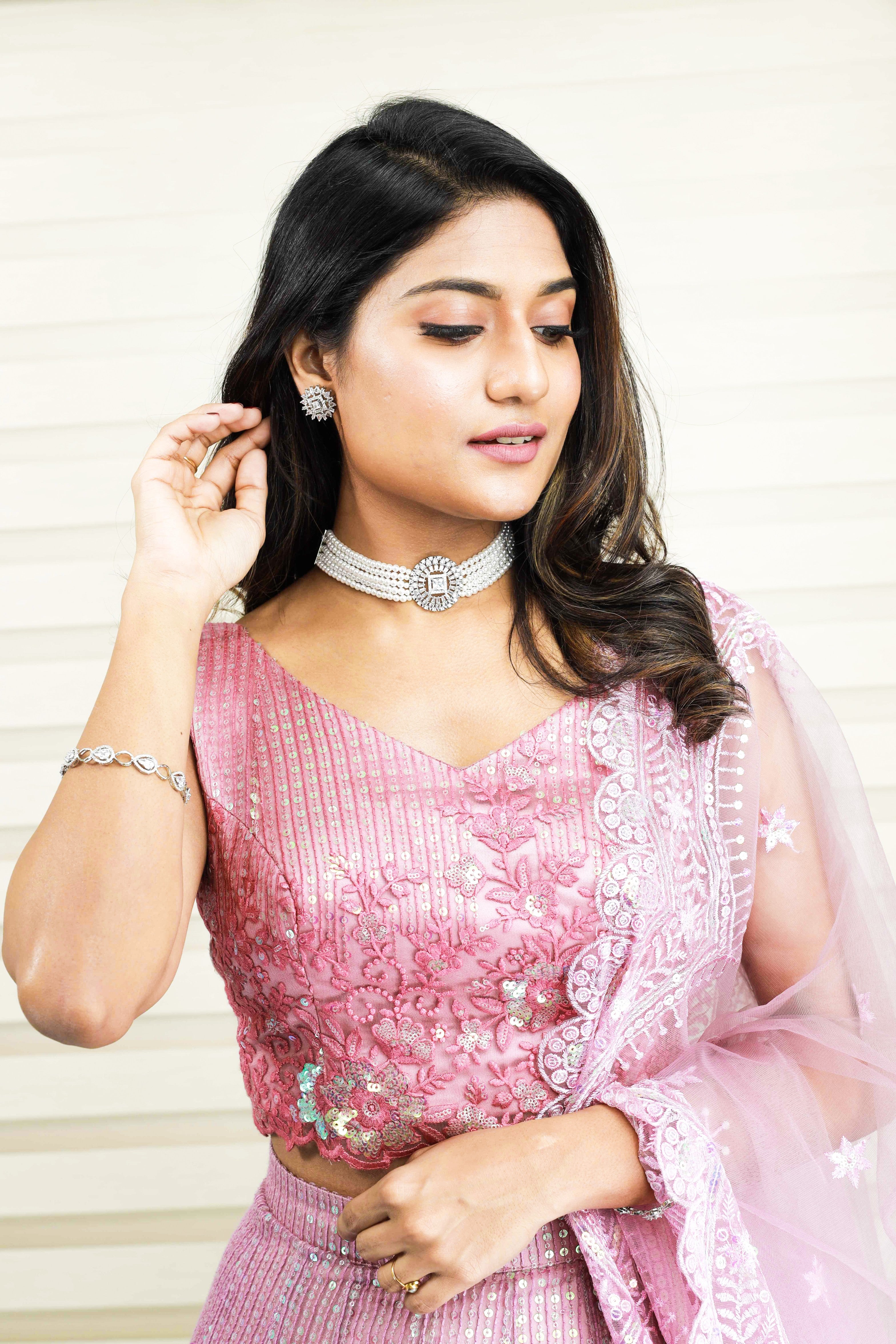 Ombre Tulle Lehenga with Resham Thread & Silver Sequence Detailing