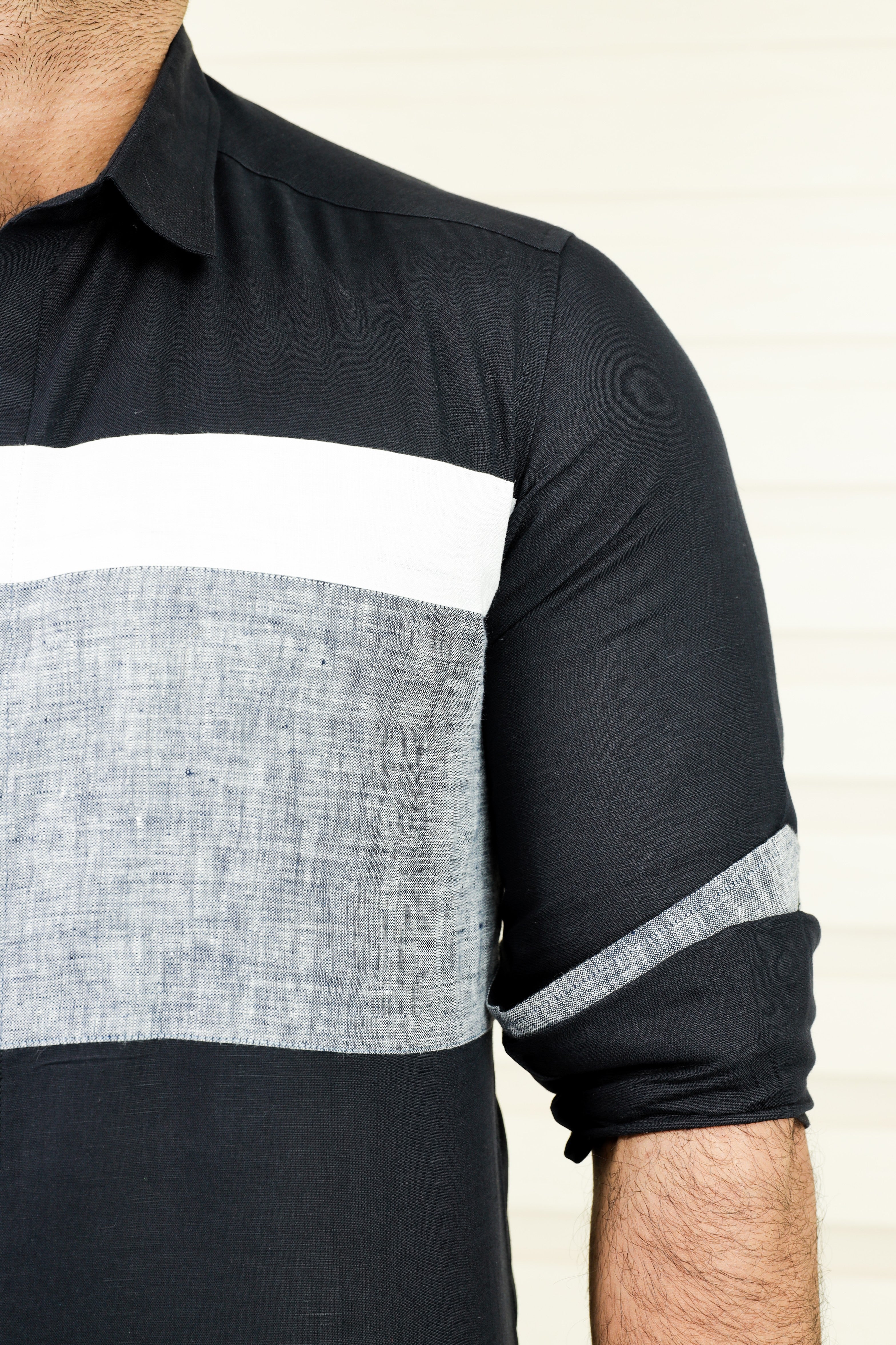 Multi Tone Cutaway Collar Designer Linen Shirt (Only Shirt)
