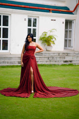 Garnet Red Cocktail Sequence Gown