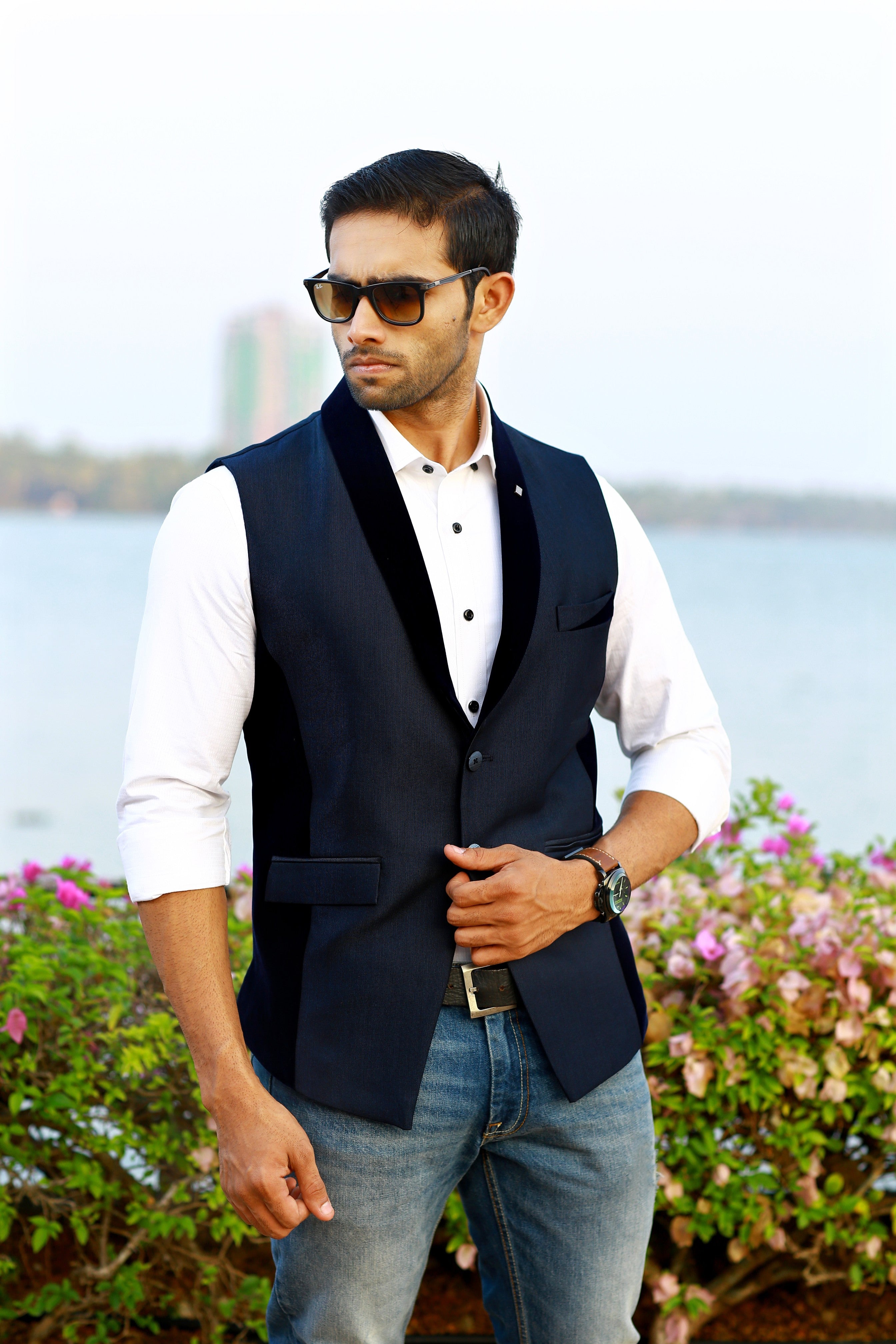 English Waistcoat Set Paired with White Shirt (Waistcoat + Shirt)