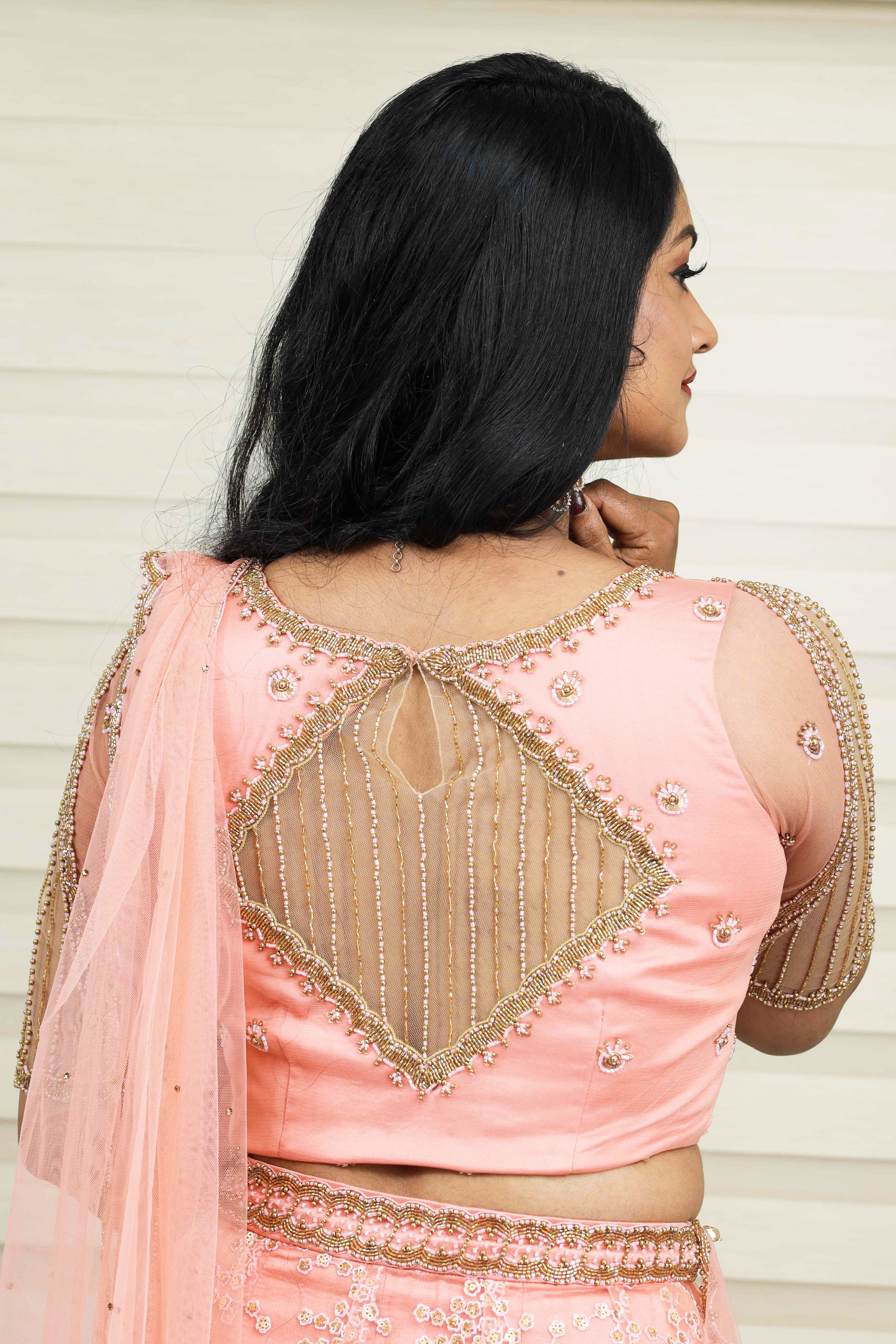 Ombre Tulle Lehenga with Zardozi &  Cut Bead Detailing