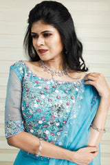 Baby Blue Lehenga Detailed with Multi Color Sequence Embroidery