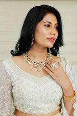 Ivory White Lehenga Detailed in Opal Pearls & Jaipuri Beads