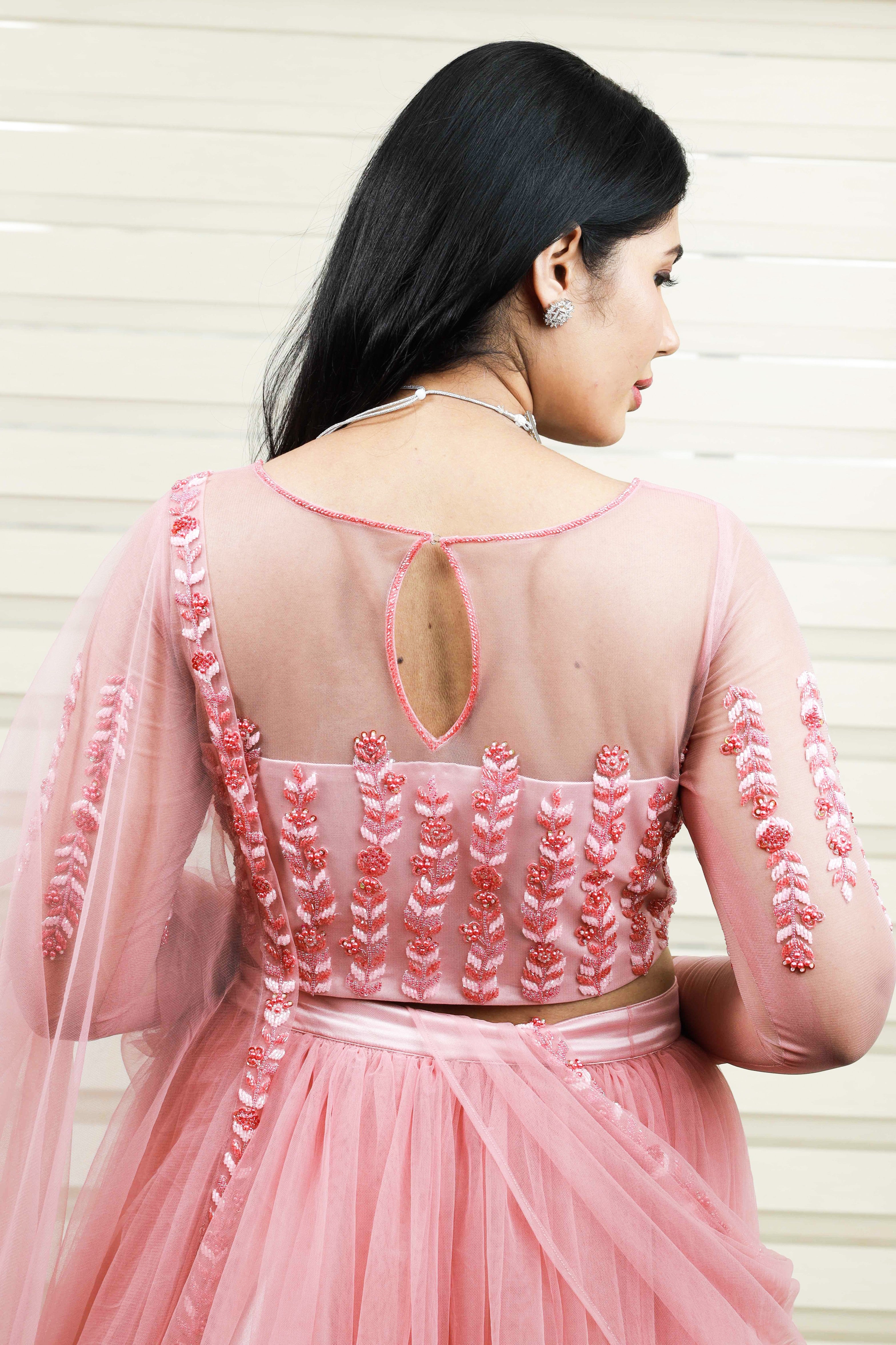 Ombre Tulle Lehenga with Heavy Floral Bead Detailing