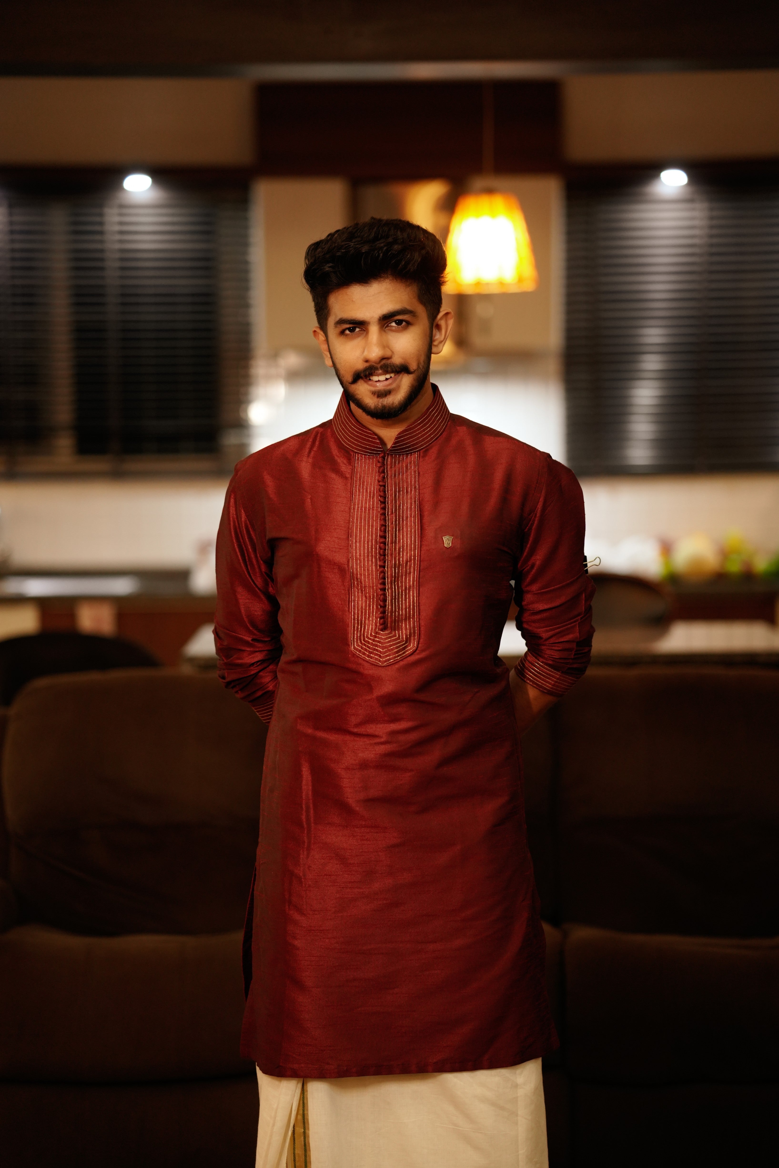 Maroon Red Kurta With Golden Zari Stitch Detailing (Only Kurta)