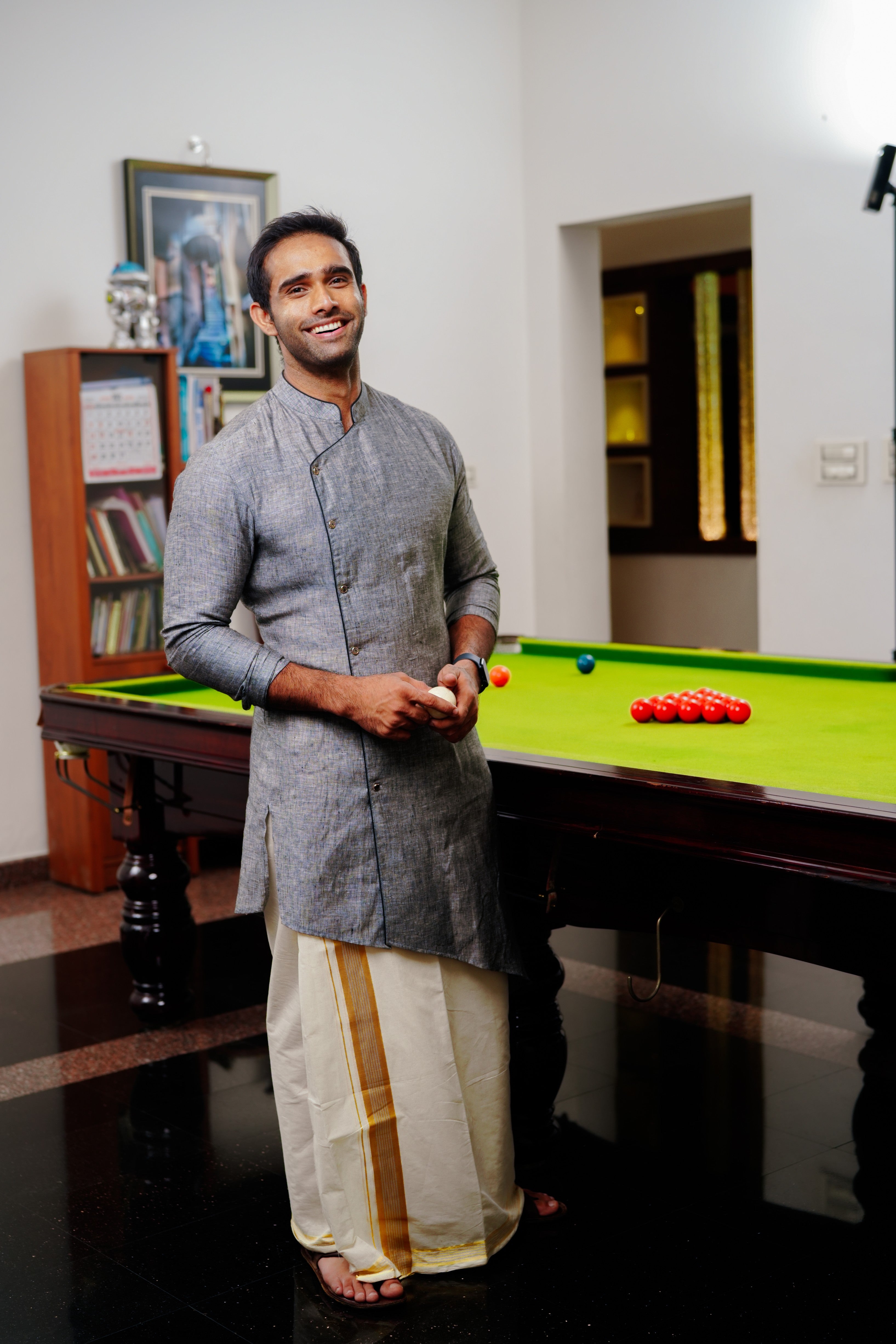 Steel Grey Irish Linen Asymmetrical Side Open Kurta  (Only Kurta)